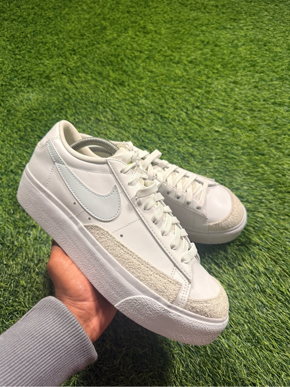 Nike Blazer Low Platform White light Lemon twist blue sneakers Womens size 10